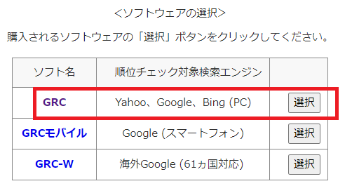 GRCのライセンスを購入する手順。